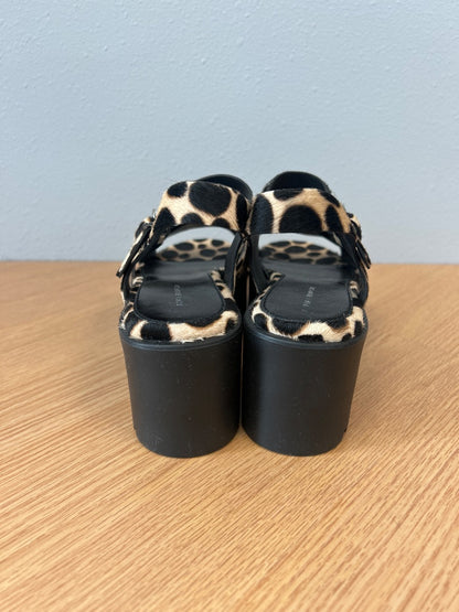 Tory Burch 8.5 Leopard Turnlock Calf hair lug heel