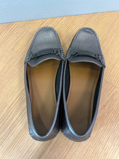 Coach 9 Silver Mettallic Loafers