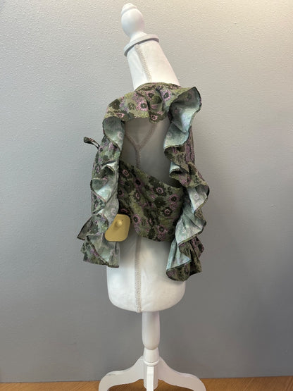 Anthropologie os Green NWT Floral ruffle sleeves