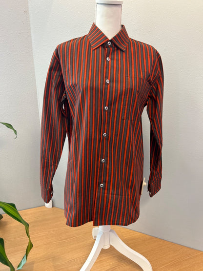 Merimekko XS Orange/Blue LS Stripe Bttnup