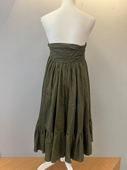 diane von furstenberg 4 Green Ruffle front Tube top