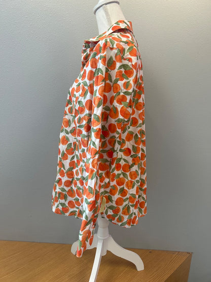 foxcroft XL Orange LS bttn up w/ orange fruit pattern