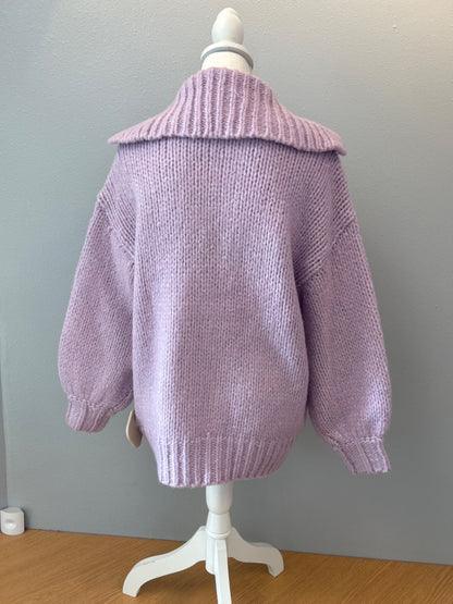 Anthropologie XS Purple NWT Chunky knit w/collar