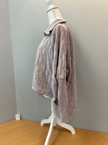 Free People L Purple quilted 1/4 zip flowy sweatshirt