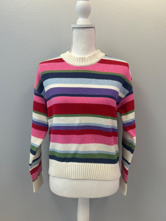 Gap S Pink /blue/cream striped cotton swater