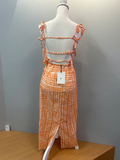 Milkwhite XS Orange Sheer Gingham Aprondress NWT