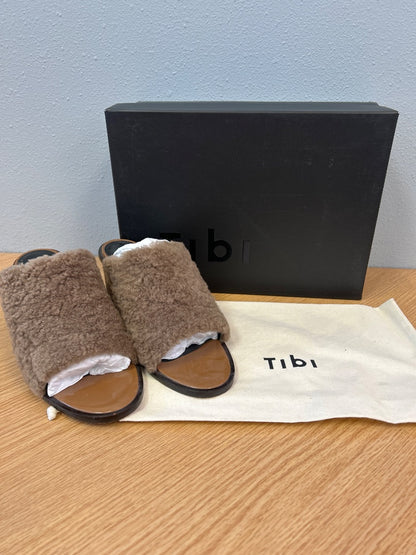 Tibi 7.5 Brown Boni Shearling stacked heel