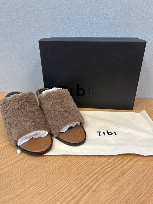 Tibi 7.5 Brown Boni Shearling stacked heel