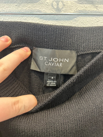 St. John 8 Black Knit Pencil