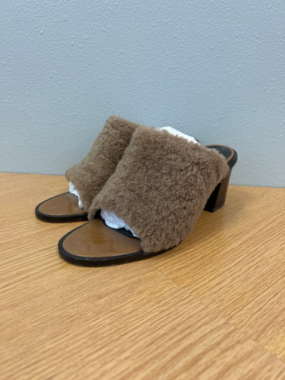 Tibi 7.5 Brown Boni Shearling stacked heel