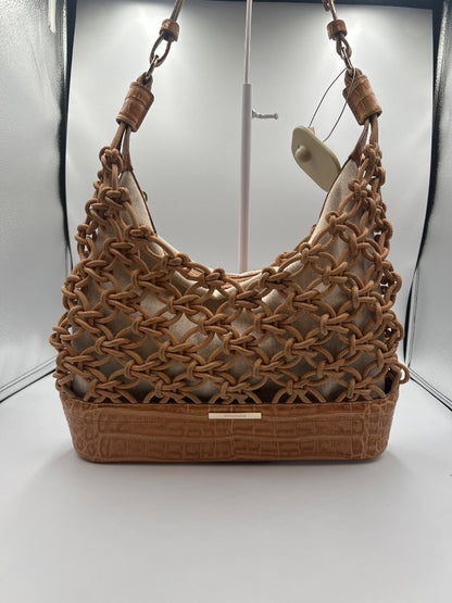 Brahmin  Tan knotted shell, crocodile texture detail and straps