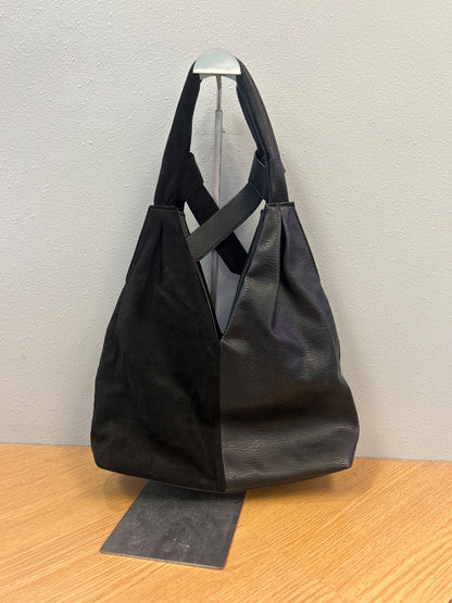 Sondra Roberts  Black faux leather/suede split slouchy hobo shoulder