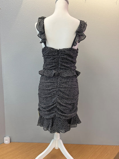 ASTR the Label M Black /white mini floral print halter ruffle ruched detail
