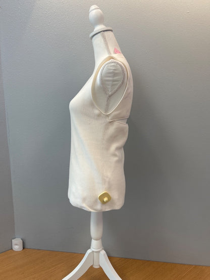 Helmut Lang S Cream Ribbed hi neck open back