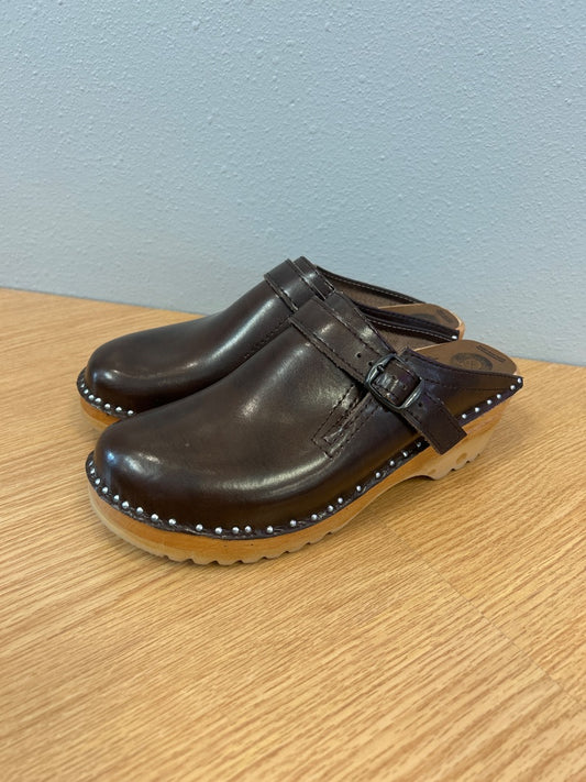 troentorps 8/8.5 Brown leather clog w/ wooden sole