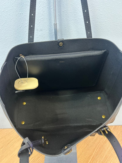 Fossil  Black leather tote bag w/ inside pouch