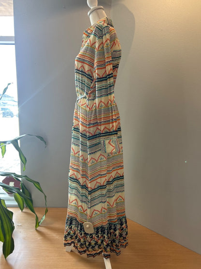 All About Her M Cream/Multi LS Mutli prnt Bttnup NWT