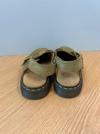 Dr Martens 10 Tan slip on leather clop w/ ankle strap
