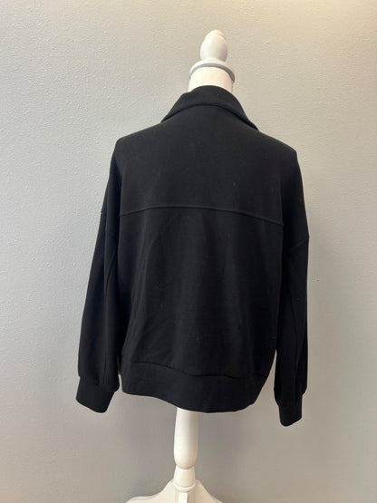 varley S Black full zip collared sweatshirt w/ patch pockets