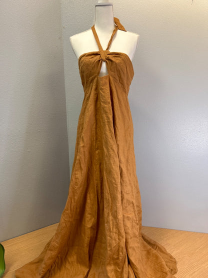 Dissh 12 Orange 100% linen halter cutout flowy maxi
