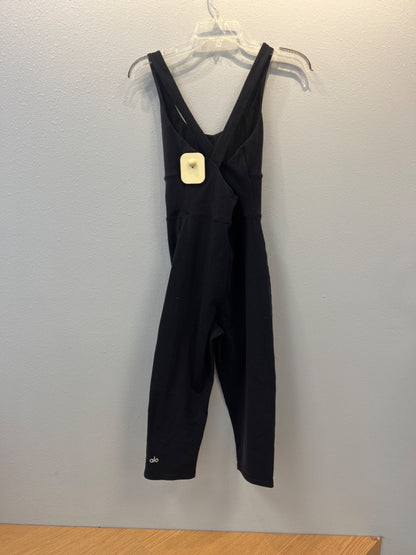 Alo M Black sleeveless cropped bottom jumpsuit