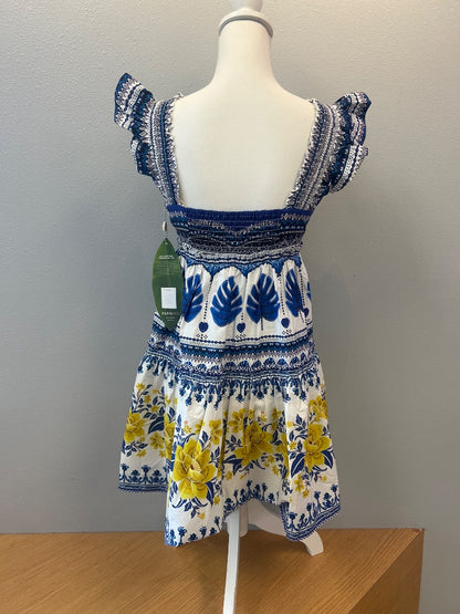 Farm Rio XS Blue /WTE/yellow patterned mini w/ ruffle straps NWT