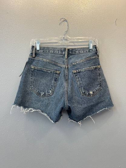 Agolde 00 Mid Wash Denim bttn fly distressed shorts