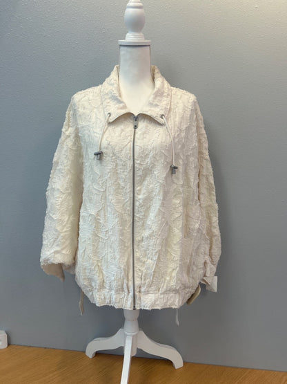 Anthropologie XL Cream lace bomber full zip NWT