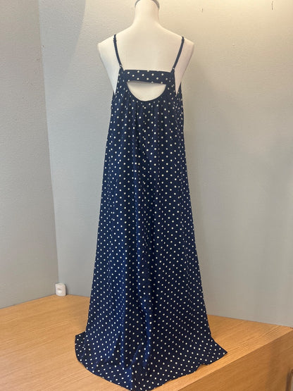 pink stitch 8 Blue /WTE polka dot sleeveless Vcut maxi dres