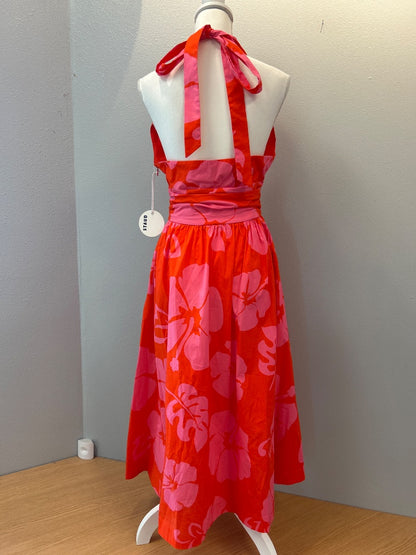 Staud 8 Pink /red floral halter maxi NWT