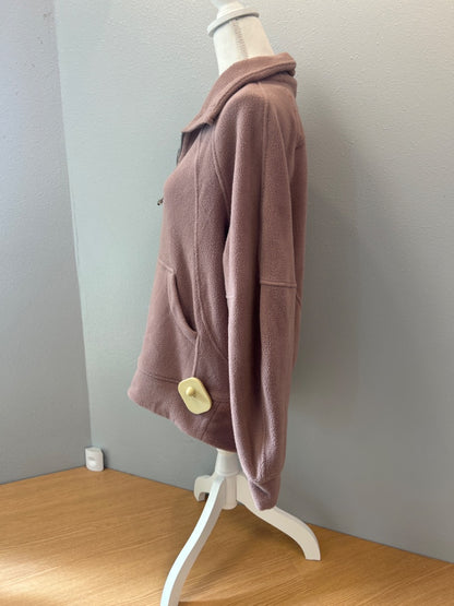 Lululemon XS/S Pink fleece full zip w/ collar/silver zip