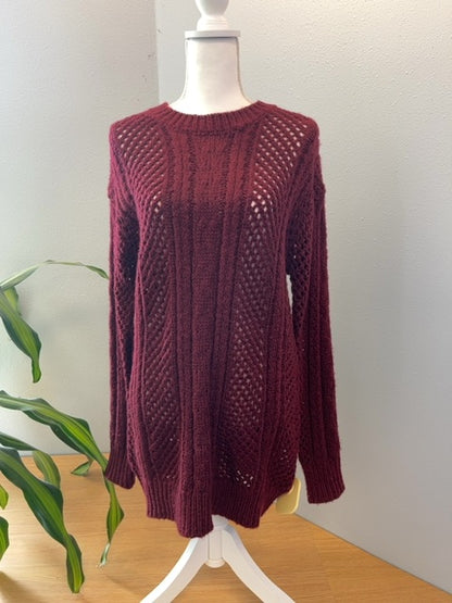John + Jenn S Red Loose cable knit fuzzy tunic NWT