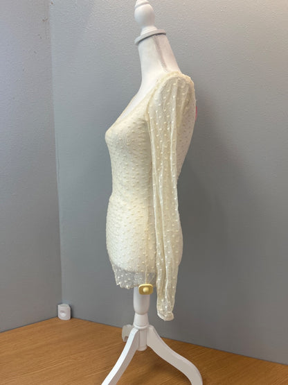 We The Free S Tan lace//mesh sheer LS