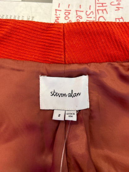Steven Alan 2 Orange 'Cocoon Tour Coat' 100% cotton twill single button long hem