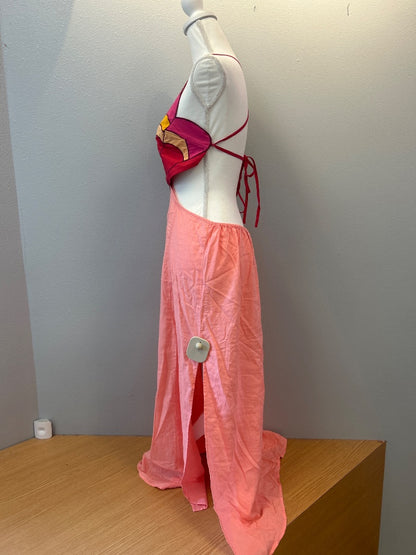 Celandine M Pink 'Linen Blend Shell Side Cutout Midi'