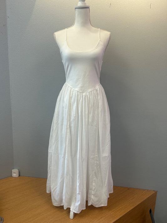 Aerie XS White spag. strap linen skirt