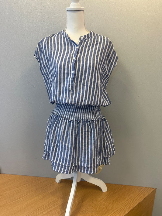 Rails S Blue/White Stripe SS Smocked Waist