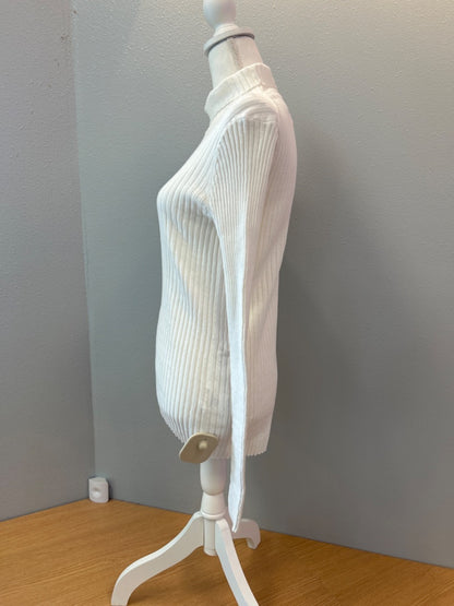 Anine Bing L Cream Ribbed Mock Neck