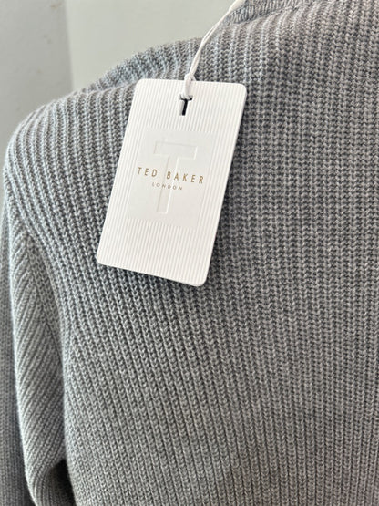 Ted Baker 0 Grey NWT Fringed LS Knit short