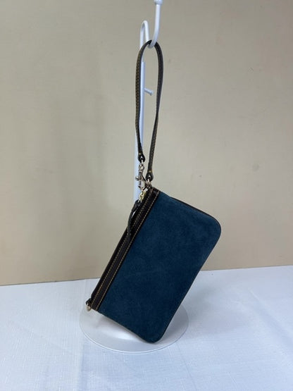 Dooney & Bourke  Blue suede medium full zip w/ brown trim