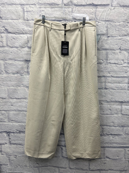 Rag & Bone L Cream /gray pinstriped wide leg trouser NWT