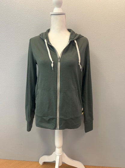 Vuori S Green hooded full zip sweatshirt AS IS (stained)