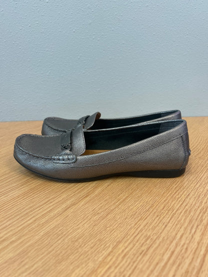Coach 9 Silver Mettallic Loafers