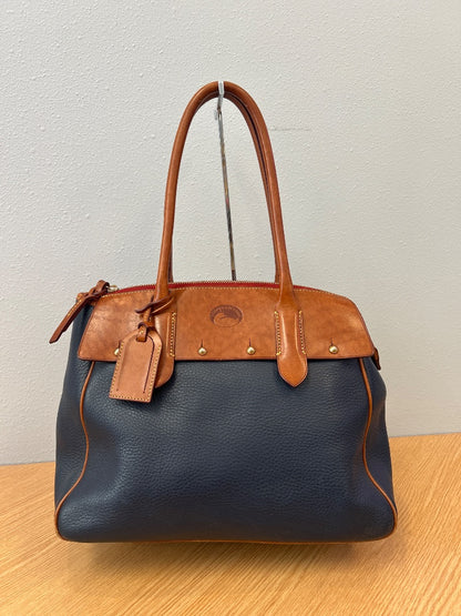 Donney & Burke  Blue 'wilson satchel' w/ brown leather handles/gold hardware