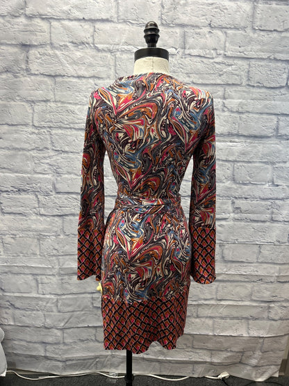 diane von furstenberg 4 Pink/Purple BLK wrap dress sleeveless