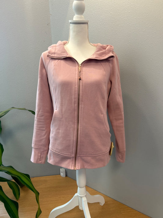Lululemon 10/L Pink soft thick full zip LS scuba hoodie