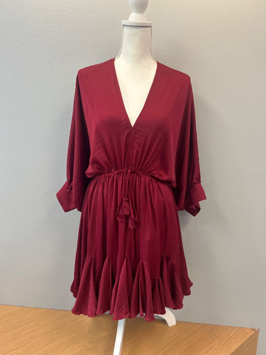 Aakaa L Red NWT Silky LS v-neck