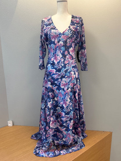 komarov XL Blue /purple patterned crinkly LS maxi NWT