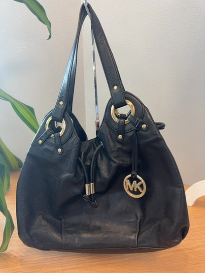 Micheal Kors  Black 2handle large bag w/ MK/gold accent AS IS