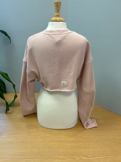 Alo S Pink CROPPED LS crewneck sweatshirt